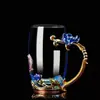 Vaso de cristal decorado con esmalte de rosa estilo europeo, una pieza creativa y decorativa para uso doméstico, perfecto como regalo del Día de San Valentín, una copa para servir bebidas o un vaso de agua