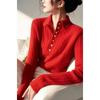 Navidad, Año Nuevo, Ben Ming Nian, Top Interior de Punto Rojo para Mujer, Invierno 2024 de Alta Gama, Lechoso, Punto Suave y Encerado