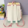 Mochila de Estilo Bosque Nueva de Moda Alta Apariencia Color Fresco y Dulce Bloque de Color Dopamina para Estudiantes de Secundaria y Preparatoria Mochila Ligera