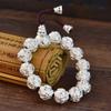 Mantra de Seis Sílabas Sutra del Corazón Rosario Budista Pulsera de Cuentas Hilo Aleación Vintage 108 Cuentas Chapado en Plata 999 Pulsera para Hombre, Estilo Chino
