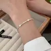 Pulsera de plata de ley S925 con perla de agua dulce natural de bambú destrozada, pulsera de nicho de lujo ligera para mujer, joyería de plata
