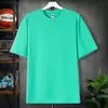 Camiseta de manga corta con hombros caídos de 260 g para hombre y mujer, estilo coreano, color liso, marca de moda, cuello redondo holgado, manga corta, camiseta personalizada de algodón de Xinjiang