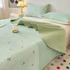 Cubrecama Acolchado de Algodón Lavado Estampado Estudiante Pieza Única Tatami Sábana Gruesa Juego de Tres Piezas para Todas las Estaciones