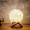 FONTE Novo de Fábrica Luz Noturna Criativa de LED Plug-in USB Lua Bola de Vime Lâmpada de Projeção Céu Estrelado Presente Romântico de Natal