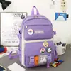 Mochila escolar para estudantes de quatro ou cinco peças, mochila feminina para alunos do ensino fundamental, mochila de lona, mochila masculina moderna, rabanete, coelho