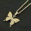 Collar de cadena de garra de diamante completo mariposa europea y americana elegante de una sola capa joyería con colgante de accesorios para mujer simple todo-partido