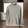 Suéter de cachemira para hombre, tejido de lana de doble hebra de siete puntadas con cuello semialto engrosado, jersey de punto, capa base de lana para otoño e invierno