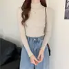 Suéter Delgado de Media Cuello de Tortuga de Manga Larga Ajustado para Primavera y Otoño Suéter Interior Corto Ajustado para Otoño e Invierno Camisa Base para Mujer