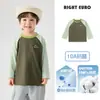 Camiseta Masculina de Manga Longa Estilo Europeu Direito, Nova Roupa Infantil de Outono, Camiseta Básica Casual para Meninos Pequenos de Primavera e Outono