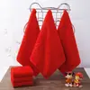 Venta al por mayor de fábrica doble felicidad Panzi boda regalo de agradecimiento rojo toalla pequeña toalla de microfibra individual y doble caja de regalo