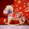 Llavero de Pony de la Suerte con Incrustaciones de Diamantes Estilo Chino Colgante del Zodiaco para Niño Colgante para Llave de Aleación de Zinc para Coche Colgante para Bolso Venta al por Mayor