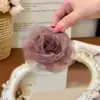Grampo de coque flor de rosa em rede estilo francês para mulheres, elegante e estiloso, clipe fixador de rabo de cavalo alto, clipe para estilizar cabelo preguiçoso