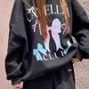 Deportivo Casual Dulce Fresco Cuello Redondo Sudadera con Capucha para Mujer Sudadera Top Estampado Pastoral Nuevo Estudiante de Secundaria Minimalista Cool