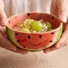 Tazón de Sandía con Cara Sonriente Pintado a Mano de Fábrica Cerámica Color Bajo Esmalte Tazón para Yogur Uso Personal Tazón para Fideos Tazón para Avena Casero Tazón para Arroz