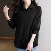 Tops de Mujer Falsos de Dos Piezas, Prendas de Punto con Cuello de Camisa, Camisas Nuevas de Otoño 2024, Prendas de Punto Empalmadas, Camisas Básicas de Primavera y Otoño para Mujer