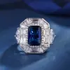 Novo Lançamento Quente Fundo de Cobre Banhado a Ouro Moda Cor de Simulação Tesouro Quadrado Diamante Quadrado 8*12 Temperamento Anel Feminino Retrô