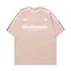 Camiseta Informal de Manga Corta con Estampado de Letras y Parches Estilo Americano para Hombre, Verano, Algodón Puro, Holgada, Manga Media, Camiseta de Pareja