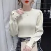 Suéter de manga abullonada para mujer suéter 2023 otoño e invierno Nuevo estilo coreano holgado adelgazante top de manga larga prenda interior