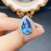 Anillo Popular de Topacio Natural al por Mayor de Fábrica Plata S925 Incrustado Piedra Principal 8*12 Joyería de Lujo Venta Directa de Fábrica