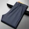 Pantalones casuales ligeros para hombre, pantalones rectos casuales de alta gama para mediana edad, cálidos de lana y seda de morera