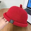 Chapéu de Lã com Aba Enrolada para Mulheres, Chapéu de Malha Quente Estilo Melon Skin para Outono e Inverno, Chapéu Patch Bico de Pato Estilo Japonês Street Fashion para Homens