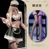 Fragancia para Escuchar de Noche Lencería Erótica para Mujer Sujetador Sexy Conjunto de Tres Piezas Falda Corta de Sirvienta Calzones con Abertura en la Entrepierna Lazo de Encaje Uniforme