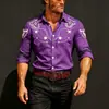 Nueva camisa de manga larga para hombre con estampado 3D de plumas en mezclilla estilo Western, top estampado de alta calidad