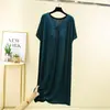 Camisola de Manga Curta em Modal com Bojo Feminina de Verão Nova Decote V Vestido de Casa Fino para Usar por Cima