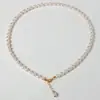 Collar de perlas de agua dulce con diseño de nicho coreano para mujer, colgante de perla barroca cuadrada de forma especial, cadena de clavícula para mujer