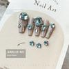 Unhas joias diamante atacado Blue Elf pontiagudo em forma especial diamante brilhante cristal machado torto coração gordo Square Lake broca de unha azul