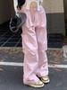 Pantalones Deportivos de Verano para Exteriores Transpirables Cruzados Estilo Japonés de Cintura Alta con Cordón Estilo Paracaidista Bolsillos Múltiples Pierna Recta Casuales