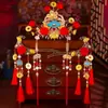 Set de Accesorios para el Cabello Hanfu de Año Nuevo para Niños al por Mayor Estilo Chino Pequeño Dios de la Riqueza Pasador con Borla Roja Accesorios Festivos