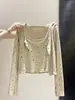 Cardigan Polca Elegante com Proteção Solar Roupa de Baixo Respirável Camada Base Top Feminino Outono Novo Estilo Versátil Peça Externa Cardigan A14514
