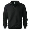 Nova Blusa de Moletom com Zíper Meio e Meio para Primavera e Outono, Comércio Exterior Europeu e Americano, Cor Sólida Casual para Homens