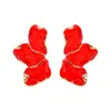 Pendientes Artesanales de Semillas Temáticos de San Valentín Transfronterizos, Pendientes Geométricos de Esmalte en Forma de Pétalo, Accesorios para Orejas de Moda Personalizados Incrustados con Diamantes