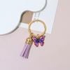 Chaveiro com pingente de borboleta colorida pingando, chaveiro com borla multicolorida, pingente de bolsa faça você mesmo para meninas, venda imperdível internacional