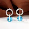 Europeu e Americano desejo cruzado redondo diamante zircônia estilo coreano brincos elegantes femininos retrô simples nicho joias