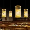 Sala de Té Estilo Chino Zen Candelabro Tejido de Bambú Candelabro para Casa de Huéspedes Restaurante Mesa de Comedor de Granja Linterna Artística de Bambú Tejido Creativo Linterna