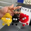 Pele de coelho Rex imitação coisa boa acontecer chaveiro pingente boa Caqui acontecer bola de pelúcia mochila bolsa decoração para pendurar pingente de Caqui feminino