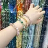 Qiaoen Joyería Pulsera de Ágata Sakura Natural con Cuentas Redondas Pulsera de Cristal Diseño de Cuentas Sueltas DIY Hielo Transparente Mayoreo