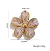 Design de Luxo Leve de Alta Qualidade Pingente de Flor de Cinco Folhas com Efeito Degradê e Gotejamento de Óleo Cravejado de Diamantes Acessórios de Joias de Flor em Aço Titânio para Colar DIY