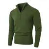 Nuevo suéter de otoño e invierno para hombre, de manga larga, casual, con media cremallera, cuello alto, ajuste slim, tejido de punto, chaqueta elegante y estilizada