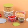 Set de Recipientes Redondos de Plástico de Grado Alimenticio Caja de Almacenamiento para Refrigerador Caja para Horno Microondas 180/380/820/1050ml