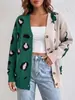 Cárdigan suéter transfronterizo europeo y americano otoño e invierno abrigo con bloqueo de color estampado de leopardo jacquard, suave y acogedor, tejido de punto estilo casual