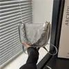 Bolsa Transversal Pequena Quadrada Feminina 2025 Nova Estilo Coreano Tendência Grande Capacidade com Laço de Pérola Elegante