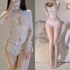 Lencería Sexy, Atuendo Sexy Transparente, Mono de Encaje Tentación, Cita Nocturna de Chica, Deseo Puro, Espalda Descubierta, No Necesita Quitarse, Pasión