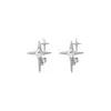Brincos de Zircônia Estrela Cadente para Homens e Mulheres, Brincos Simples e Sofisticados de Estrela de Quatro Pontas, Modernos e Versáteis, Brincos Criativos de Diamante