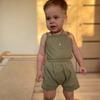 Pijama Infantil de Verão, Body para Bebê, Conjunto de Shorts para Casa, Jardineira Waffle para Bebê, Roupa para Meninas, Roupas de Casa