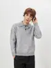 Suéter de Punto con Cuello Polo Otoño Nuevo Holgado Ropa Exterior Solapa para Hombre Imitación de Terciopelo de Vaca Casual Versátil de Punto de Manga Larga