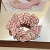 Elástico de Cabelo Rosa Xadrez Doce Estilo Coreano, Prendedor de Rabo de Cavalo Simples e Versátil, Elástico de Cabelo Durável, Acessório de Cabelo para Mulheres